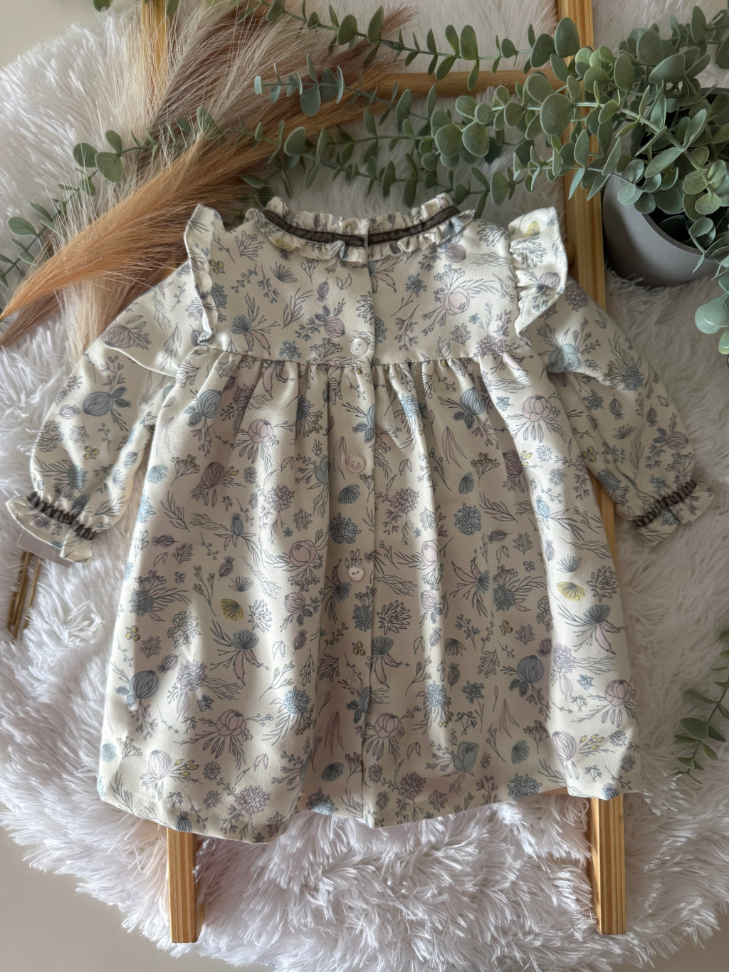 Vestido Floral pérola e cinza