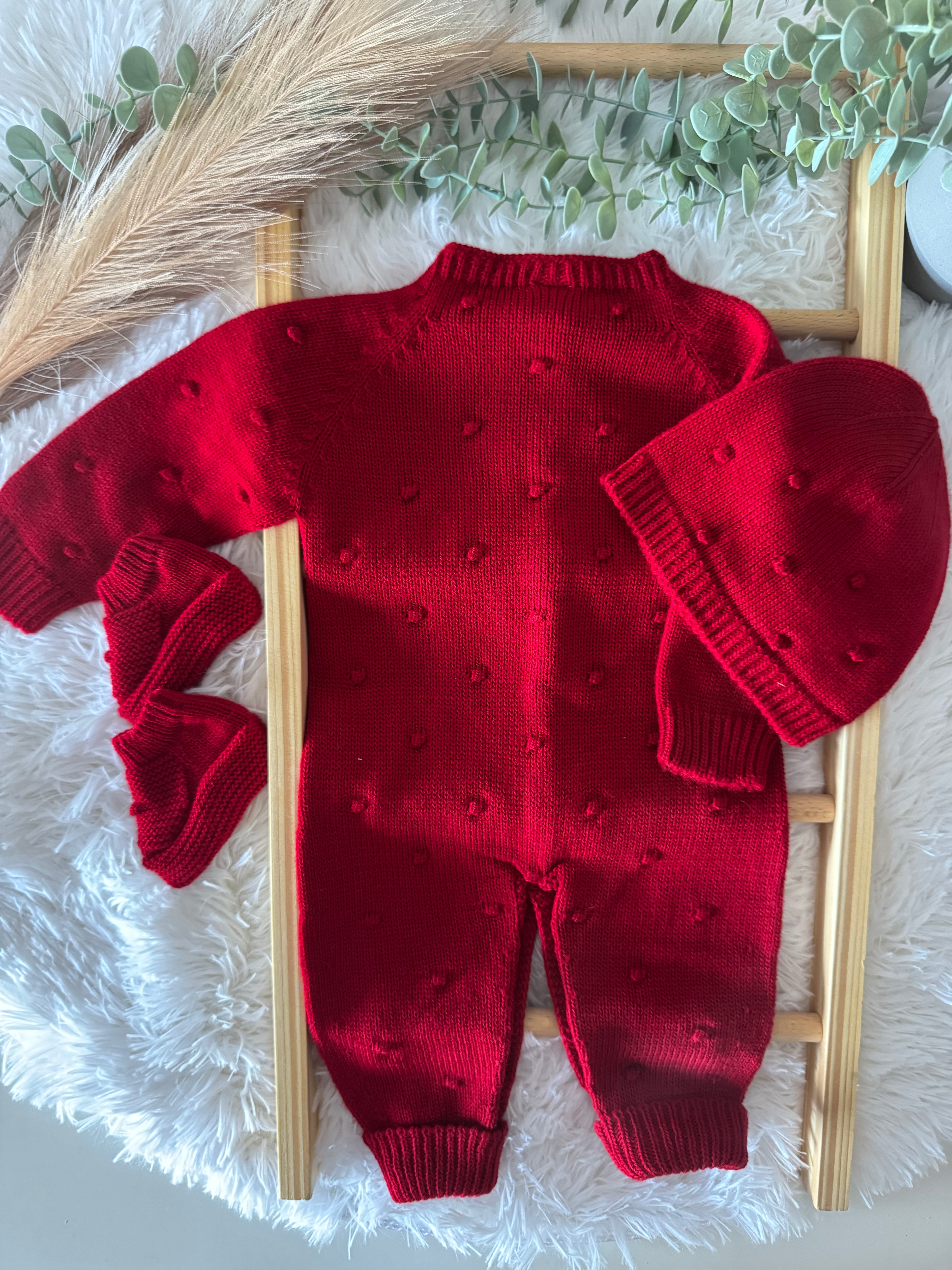 Macacão de malha vermelho