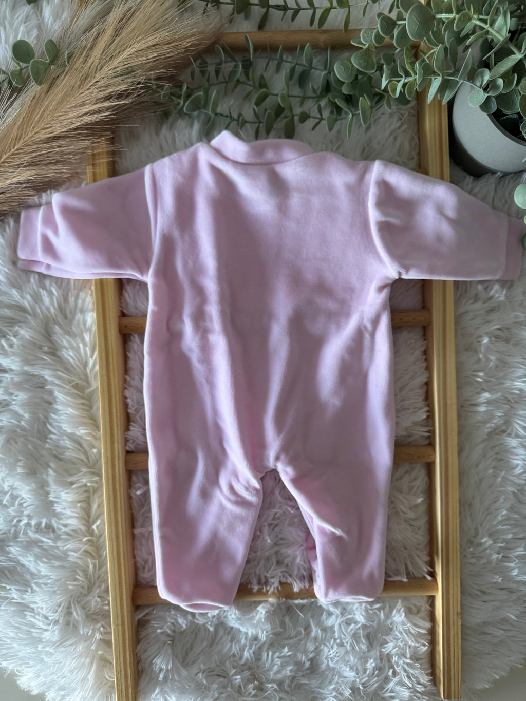 Babygrow rosa de veludo