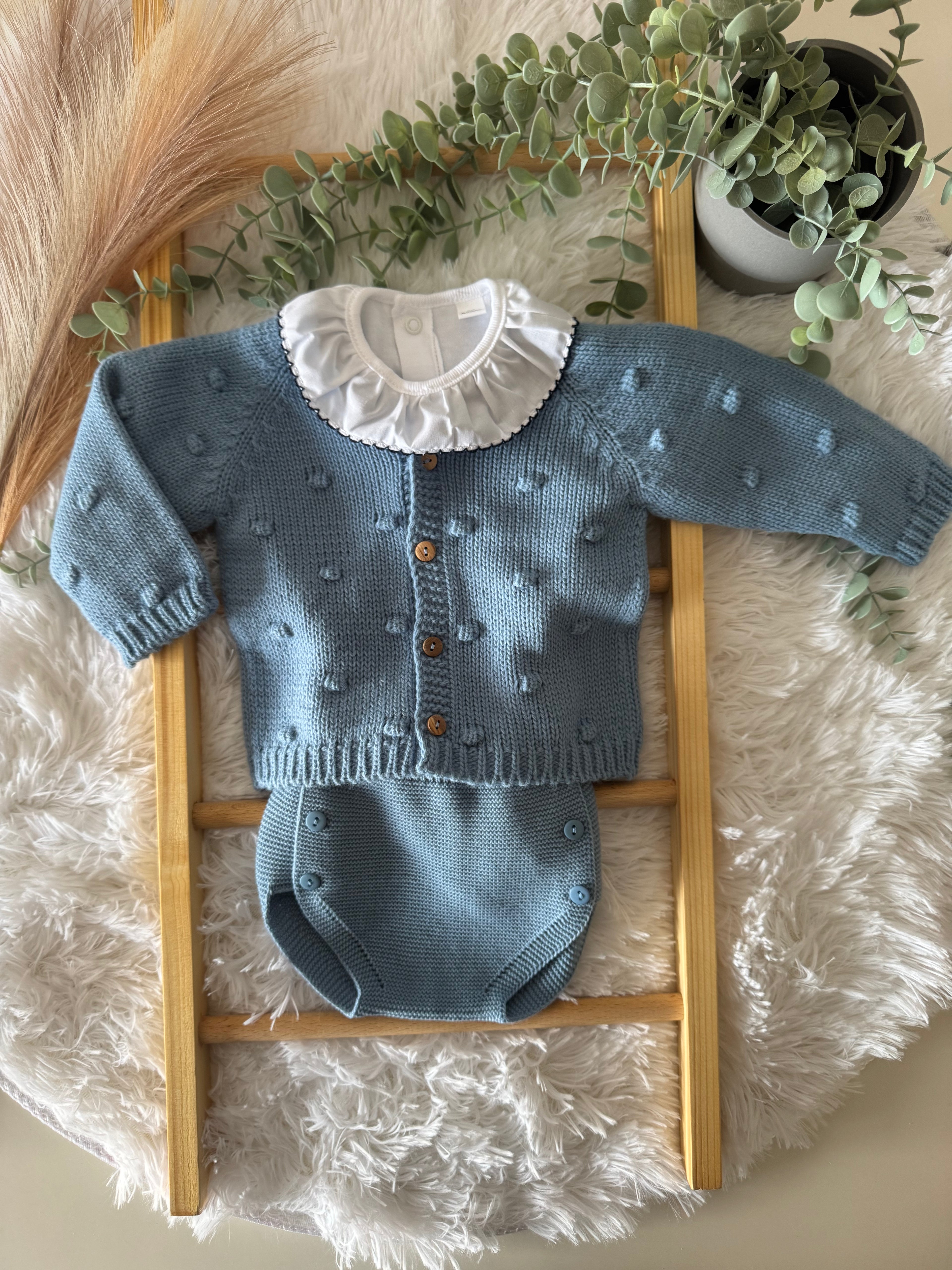 Conjunto de body e tapa fralda malha azul escuro