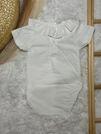 Body de manga curta, gola com folho